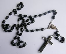 Vintage Handmade Black Wood Rosary