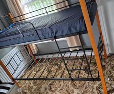 Metal & Wood Single Bunk Bed