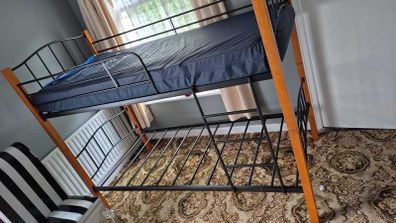 Metal & Wood Single Bunk Bed