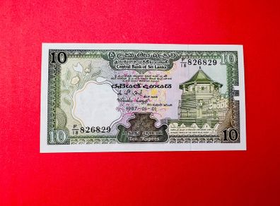 Sri Lanka   10  Rupees.  1987. Pick  96a ( Uncirculated )