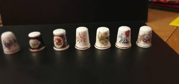 Collection of Flower Themed Gold Coloured Edged Thimbles