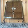 Vintage Victorian Brass Fire Screen With Mirror Image 9