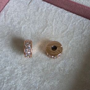 Pandora pave rose gold 14k plated charm clips   perfect condition