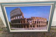 Large oil painting signed Roman colosseum