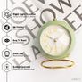 Small Desk Clock, Retro Bedroom Table Vintage Analog Alarm Clock, Silent Non-Ticking Gold Clock, Bedside Decor Aesthetic (Green) Image 2