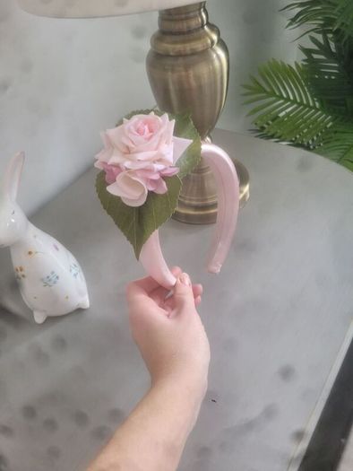 Brand new dusky pink and green floral crown headpiece fascinator headband