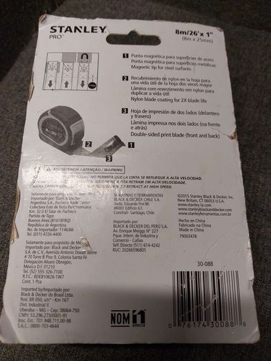 Stanley PRO 8m  26ft Magnetic Tape Measure New