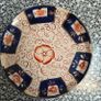 Vintage Sudlow England ceramic Imari style hand painted coffee pot with pewter lid, with matching plate Image 5