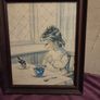 Vintage Girl Feeding Bird Framed print Image 4