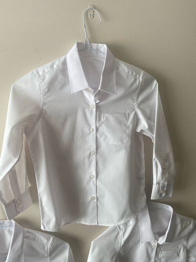 3 dunnes white shirts (new/as new) age 6-7