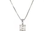 New - 18kt White Gold Natural Diamond Solitaire Necklace - Handmade in Italy