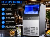 Commercial Ice Maker 54.4kg Per Day Stainless Steel Ice Machine with 15kg Storage