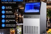 Commercial Ice Maker 54.4kg Per Day Stainless Steel Ice Machine with 15kg Storage