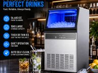 main image for ad Commercial Ice Maker 54.4kg Per Day Stainless Steel Ice Machine with 15kg Storage