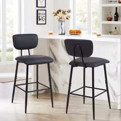 Set of 2 Bar Stools (Black) (Free Delivery)