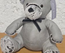 Adorable grey teddy bear doorstop