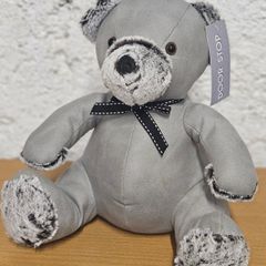 Adorable grey teddy bear doorstop