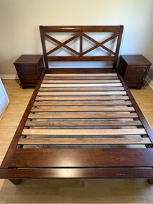 Double bed and 2x lockers