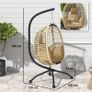 Hanging egg chair foldable swing with cushion and stand indoor outdoor 110 x 100 x 188 cm beige Image 2
