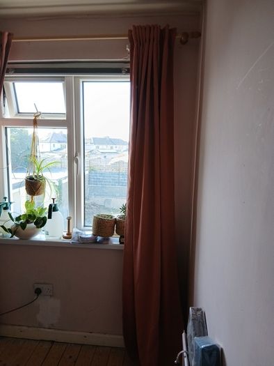 pink curtains