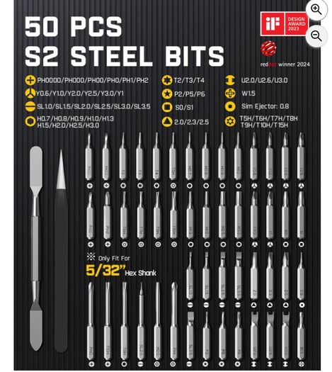 Fanttik E1 Max 3.7V Electric Screwdriver, Mini Precision Screwdriver Set, 50 Magnetic Bits, Magnetic Storage, 5/32 Hex, Repair Tool Kit for Electronics