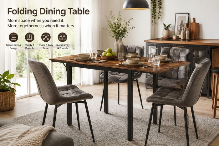 Folding Dining Table with Drop Leaf Sides