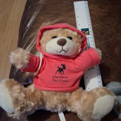 Glendeer Pet Farm teddy bear in pink hoodie