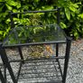 2 Regency Hollywood bedside tables black and gold with a glass top in perfect condition. W530 D409 H750 Image 3