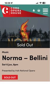 NORMA Cork Opera House June 6th 2 tickets face value