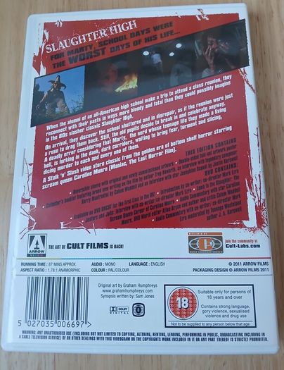 Slaughter High Arrow Video DVD 2011 Uncut Region 0 Reversible Sleeve Poster