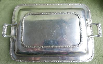 Antique Silver Plated Lidded Entree Serving Dish