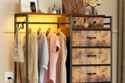Chest of Drawers Bedroom with Hanging Rail, with LED Lighting and Power Socket