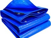 Tarpaulin, Waterproof Heavy Duty Multi-purpose Tarp Sheet Cover - 120g/m Polyethylene/PE , Waterproof, Rust-proof Eyelets, Tear Resistant - Blue 3.8 x 3 m