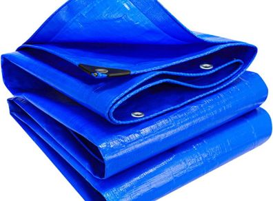 Tarpaulin, Waterproof Heavy Duty Multi-purpose Tarp Sheet Cover - 120g/m Polyethylene/PE , Waterproof, Rust-proof Eyelets, Tear Resistant - Blue 3.8 x 3 m