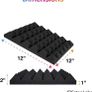 NEW SALE | 12 Pack Set Acoustic Foam Panels, Studio Wedge Tiles, 2" X 12" X 12" Acoustic Foam Sound Absorption Pyramid Studio Treatment Wall Panels Image 5