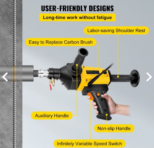 and Held Wet/dry Diamond Core Drilling Drill 240v 1880w 2 Speed 1700rpm