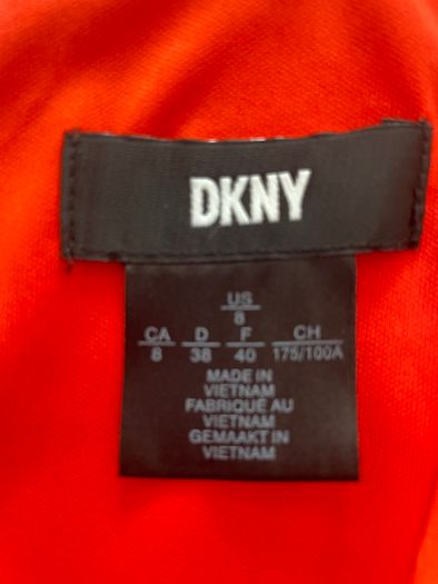 DKNY Orange V Neck Midi Dress