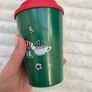 Friends green Cup Red Green Lid Central Perk plastic Please see photos never Used Image 6