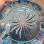 Vintage Blue Pressed Glass Fruit Bowl Image 2