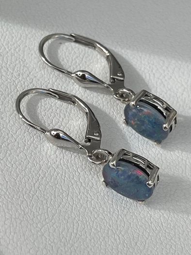 Sterling silver 925  Boulder Opal Triplet Earrings in Platinum Plated Sterling Silver