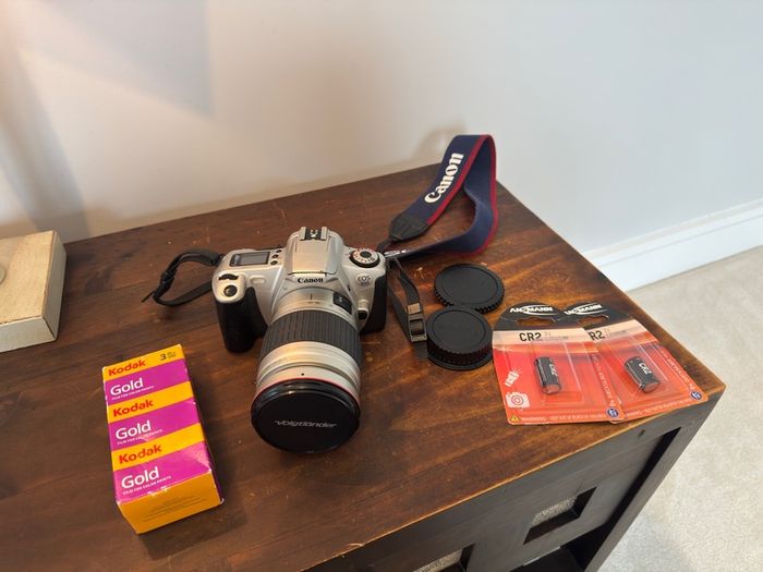 Canon EOS 300 Film Camera + Lens, 4 Batteries & 2 Kodak Films (Complete Kit)