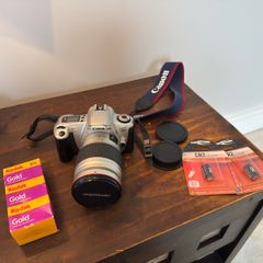 Canon EOS 300 Film Camera + Lens, 4 Batteries & 2 Kodak Films (Complete Kit)