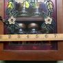 Vintage Wood Spice Rack Cabinet Glass Door Faux Stained Glass 2 Tier 8 Jars Image 7