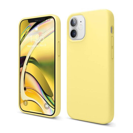 Liquid Silicone Case For iPhone 12 Mini Luxury Thin Soft Phone Cover New Yellow - FHT8IP12MLK