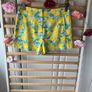 Zara blue & lemon high waisted mediums cotton linen mix Image 3