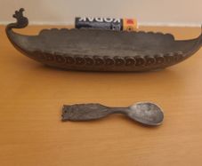 Vintage Handstopt Pewter Norwegian Viking Long Ship