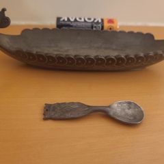 Vintage Handstopt Pewter Norwegian Viking Long Ship