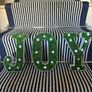 New bespoke 21.5cm high pre lit JOY sign with faux moss Image 7