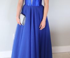 Dress 2 Party London - Nicole - Royal Blue Satin and Tulle Ball Gown