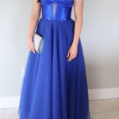 Dress 2 Party London - Nicole - Royal Blue Satin and Tulle Ball Gown